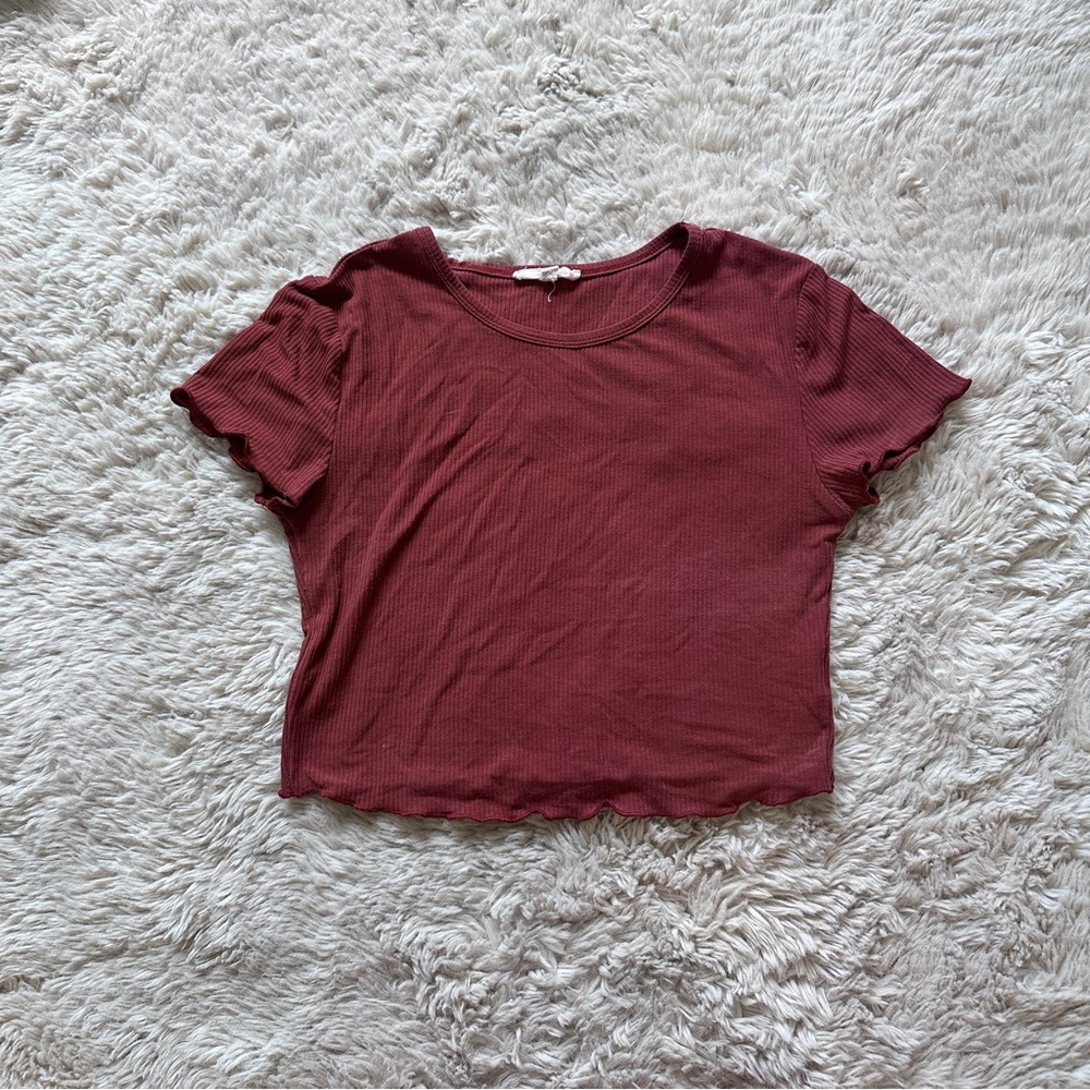 Le Lis Crop Tee Shirt Tank Hem Ruffle Details Size Small